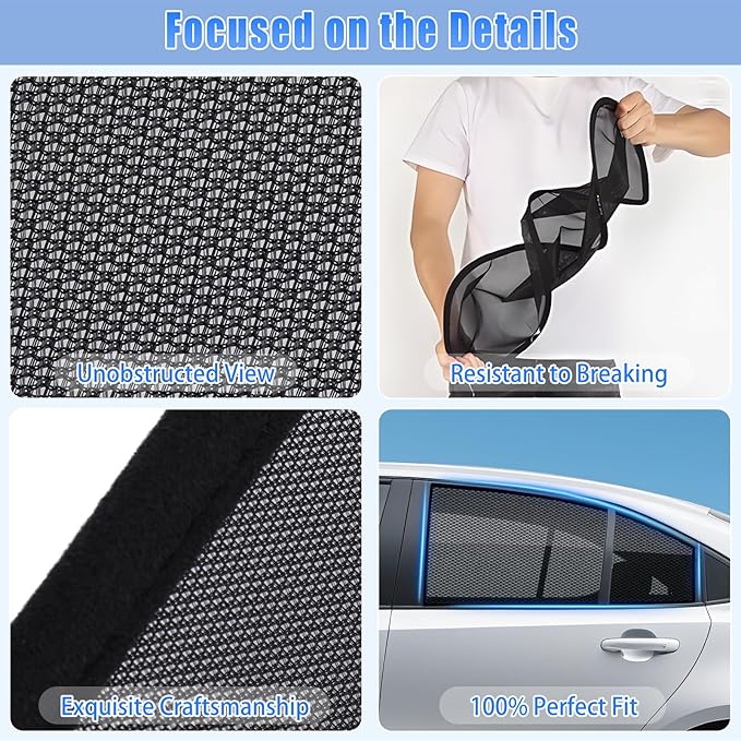 ZATOOTO Car Window Shades Toyota Corolla 2019-2024 for Rear Window | Car Window Covers for Baby & Pets | Blocks 99% UV Rays & Heat | Breathable Mesh Sunshade | Bug-Free Protection for Camping & Travel