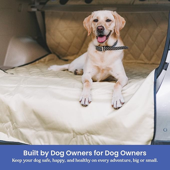 4Knines SUV Cargo Liner for Dogs – Dog Trunk Cover – Heavy-Duty, Waterproof Pet Seat Protector – Durable Cargo Liners for Dogs – USA-Based Company - Small (Tan)