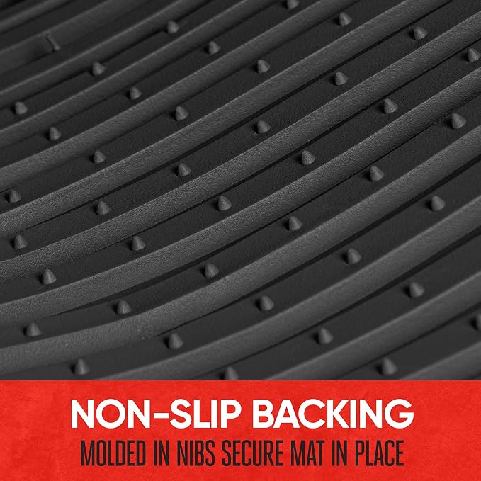 Motor Trend FlexTough™ Baseline Rubber Car Floor Mats with Trunk Mat Cargo Liner, Front & Rear Combo Set fits Most Car SUV Van Coupe Sedan, Heavy Duty All Weather Trim to Fit