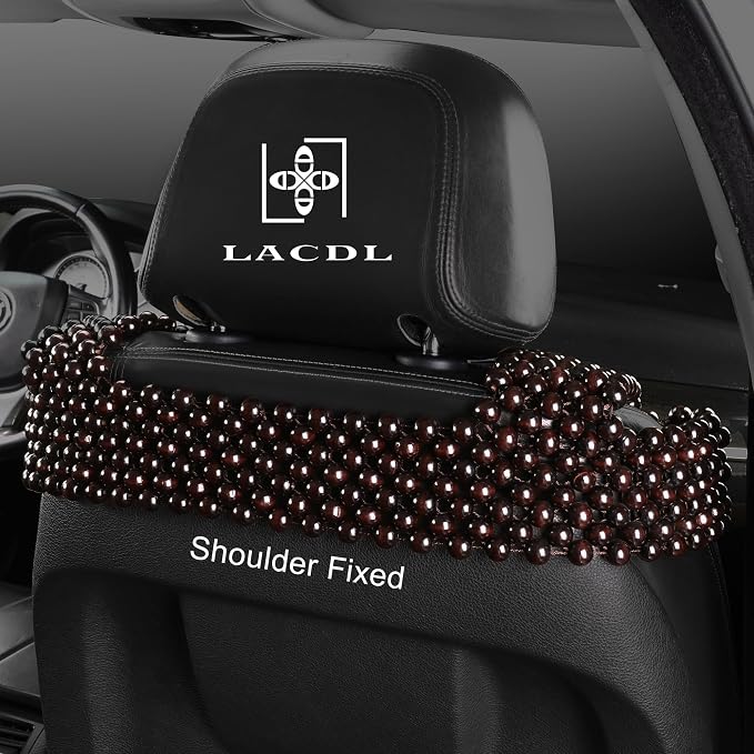 LACDL Beaded Car Seat Covers for Cars, Cooling Bead Seat Cover for Trucks & SUVs - Auto Ventilated Seat Cooler Pad, Natural Wood Breathable Beads - Sweat Protector for Summer, Dark Red