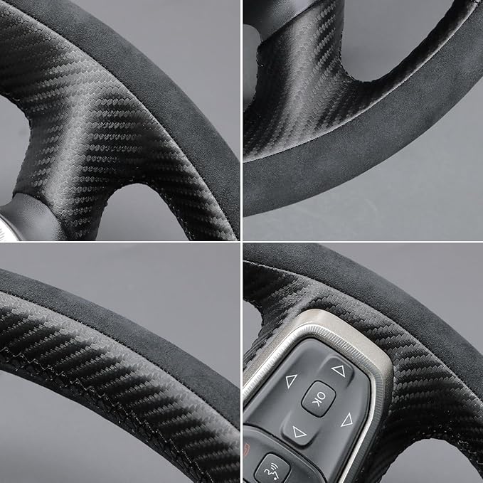MEWANT Hand-Stitched Steering Wheel Cover Wrap for Dodge Ram 1500 2019-2023 Steering Wheel Accessories for Dodge Ram(Backsides Without Buttons)