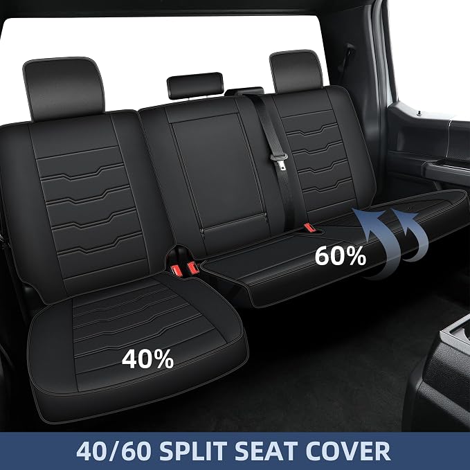 AOMSAZTO Seat Covers Fit for Chevy Silverado 2007-2026 Custom Fit for Chevrolet Silverado GMC Sierra 1500 2500HD 3500HD Crew Double Extended Cab Full Set Truck Pickup Car Seat Covers (5 Seats, Black)