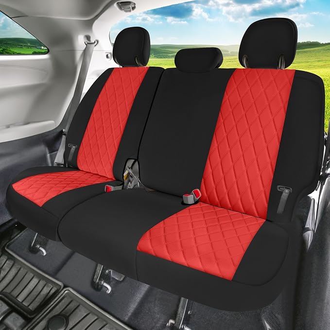 FH Group Custom Fit Car Seat Covers Specifically Made for 2011-2020 Toyota Sienna 7-8 Seater with Ultraflex Neoprene Water Resistant Automotive Seat Covers - 3rd Row Red