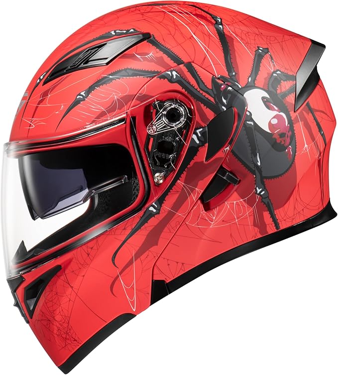 KYPARA Motorcycle Dual Visor Flip up Modular Full Face Helmet with DOT Certification of Impressionism