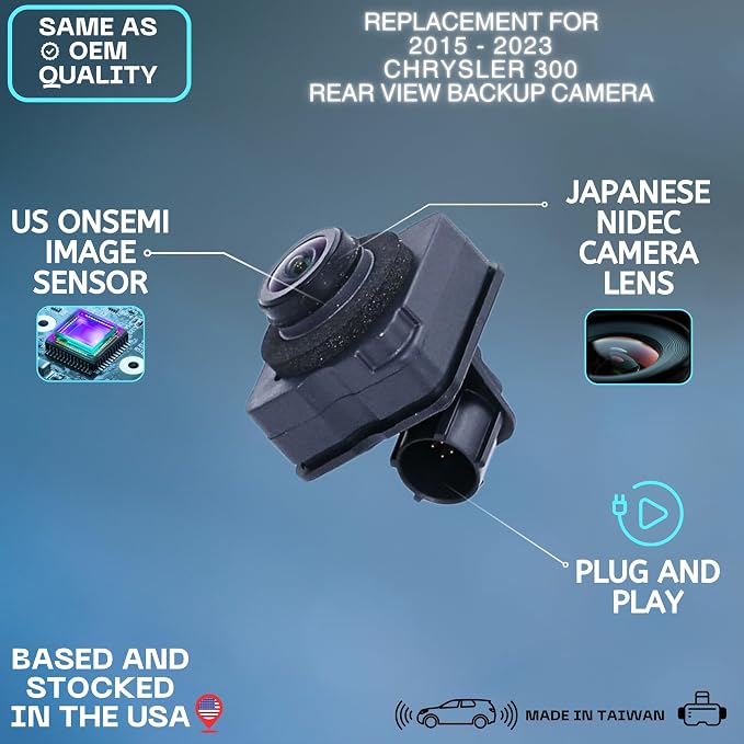 Backup Camera for 2015-2023 Chrysler 300 Rear View Parking Cam | Fits OE 68210237AA 68212996AC 68354574AA 68386753AA 68386753AB 68386753AC 68386753AD reverse assist parking monitor