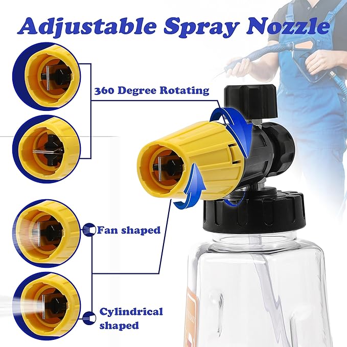 Tool Daily Pressure Washer Foam Cannon with Dual-Connector Accessory, Spray Nozzle Tips Multiple Degrees
