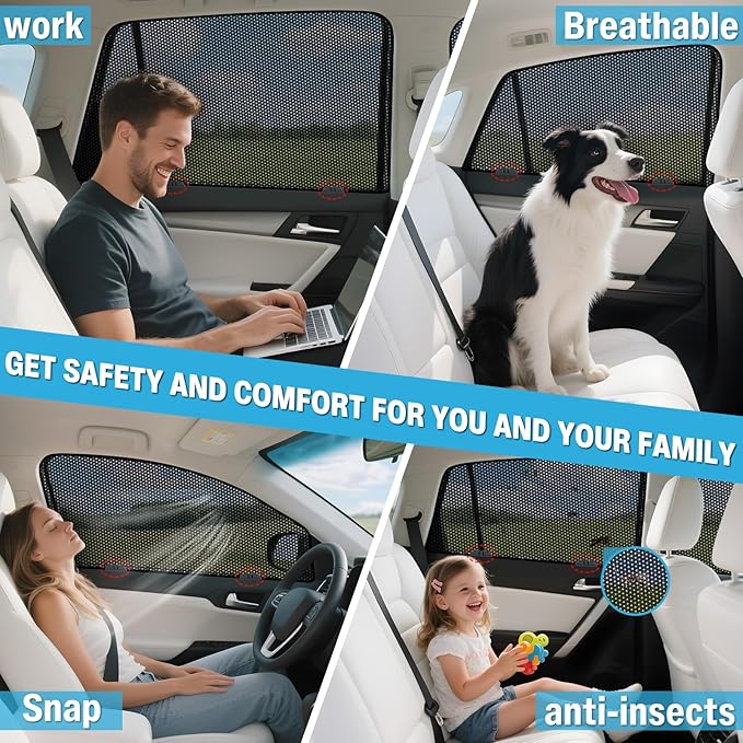 ZATOOTO Car Window Shades for Honda Civic 2022-2025, 4 Pack Honda Civic Sun Shade Side Window, Breathable Mesh Car Window Screen for Camping Napping Baby UV Protection