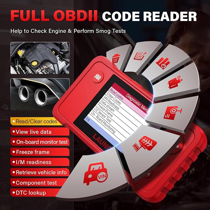 LAUNCH Creader VII+ V2.0 OBD2 Scanner Diagnostic Scan Tool, 2026 New Automotive Check ABS SRS Transmission and Engine Code Reader, 3 Reset Oil Service/Throttle Relearn/SAS Reset, Free Update