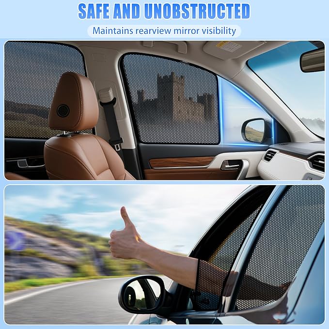 ZATOOTO Car Window Shades for Toyota RAV4 2019-2024, Car Window Cover for Side Window Sun Shade with Half-Cover Front Window Design for Rearview Sight, Visibility & UV Protection for Driving, Camping