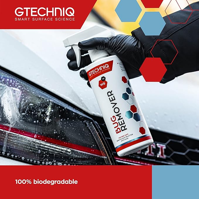 Gtechniq W8 Bug Remover for Cars 17 fl oz | Non-Caustic Cleaner Removes Tough Bug Splatter and Stains, Safe on All Surfaces