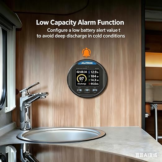 TR24 Battery Monitor with Shunt 350A, 8V-100V High-Precision Coulometer for LiFePO4, AGM & Lead-Acid - Smart TFT Color Screen for RV, Marine, Golf Cart, Solar Off-Grid System, IP68 Waterproof