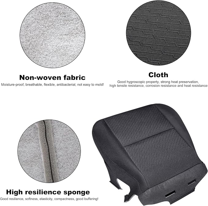 FZJDSD Black Driver & Passenger Side Bottom & Top Lean Back Cloth Seat Covers Compatible with Chevy Silverado Tahoe Suburban Avalanche GMC Sierra Yukon 2007 2008 2009 2010 2011 2012 2013 2014
