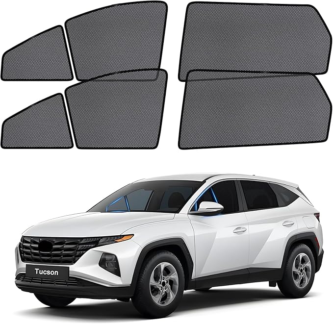 ZATOOTO Car Window Shades for Tucson 2021-2024 Window Cover Side Window Sun Shades Sun Blocker Car Window Screens for Camping | UV Protection, Privacy, Ventilation, and Bug-Free Design