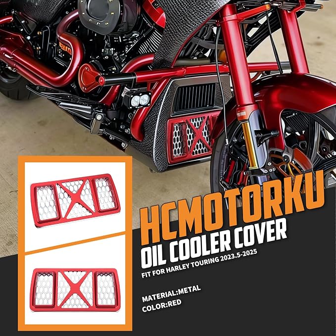 Radiator Guard Grille Oil Cooler Cover Fit For Harley Touring Road King Street Glide Electra Glide Ultra Limited 2023.5-2025 Red