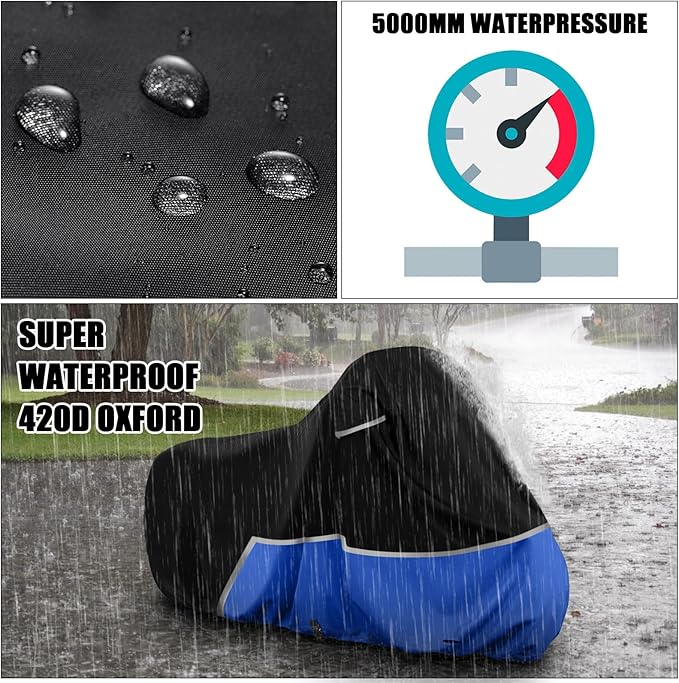 Waterproof Motorcycle Cover Replace for Harley Davidson Sport Models, 420D Oxford Cloth Nightster, Sportster Motorcycle Cover with Reflective Strips for Snow Rain Dust Hail Protection