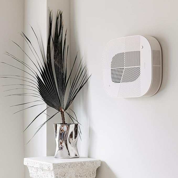 KOMMA Lov Air Purifier for Bedroom, 3.1 inch Slim Wall mount & Stylish Standing type, Hepa Filter Air Cleaner, Remove Fine Dust, Smoke. (CreamWhite)