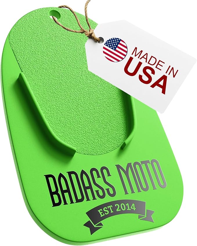 Badass Moto Motorcycle Kickstand Pad - Kick Stand Puck, Coaster Plate for Harley Davidson, Touring & Sport Bikes, Motorcycle Accessories for Grass, Dirt, Hot Pavement Parking Pad - Made in USA, Green