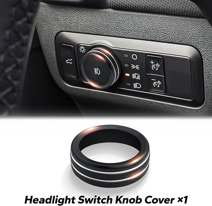 for 2025-2026 Ford Bronco Sport Accessories (Not for Bronco) 9PCS Aluminum Alloy Knob Cover Trim Set for Push Start, Volume, Air Vent Tabs, Headlight & Gear Shift Knob (Black)