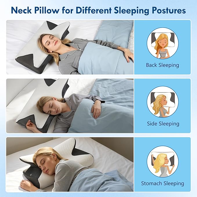 Sleep Apnea Pillow, Dreamers Relief Pillow Side Sleeper, 2 in 1 Cervical Pillow for Neck Pain Relief and for Back Side Stomach Sleeper
