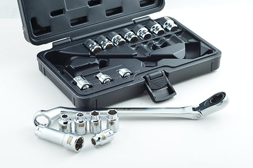 Omega Pro 83030 17 Piece 1/2" Drive Flexible Ratchet with Go Through Sockets, 11.2" Height, 12.5" Width, 13.3" Length