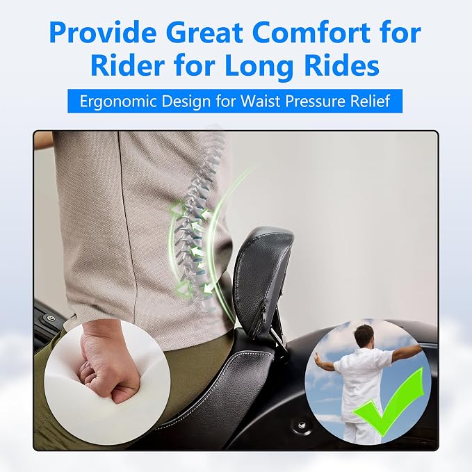 Motorcycle Bolt-on Driver Backrest, Front Rider Back Rest with Thick Cushion Pad for Indian Scout Sixty, Bobber, Classic Solo Seat 2025+ Models Accessories