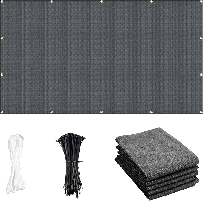 Cool Area Sun Shade Cloth with Grommets 5×12 FT Shade Panel Shade Tarp Screen Fabic for Outdoor Patio Pergola Cover Deck Garden, Dark Grey (Customized)