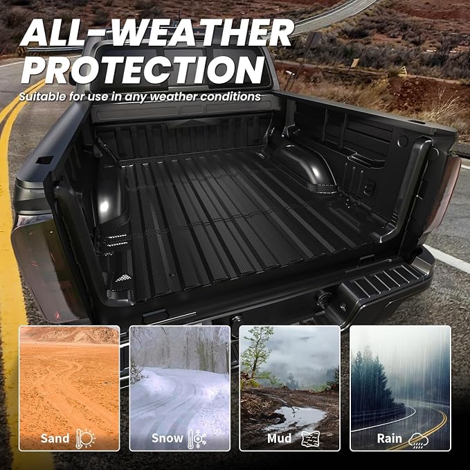 Lasfit Truck Bed Mat for Chevrolet Chevy Colorado/GMC Canyon 2015-2022, Only Fit 5.1FT Bed, Vehicle Bed Mat Custom Fit Flush All Weather Protection TPE Pickup Car Bed Liner