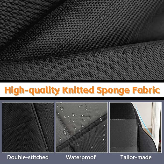SAPUBK Custom-Fit Front Seat Covers Without Console Replace for 1998-2003 Ford Ranger XL Regular Cab 60/40 Split, Knitted Fabric Composite Soft Foam Lining Airmesh Breathable Seat Cover Cushion