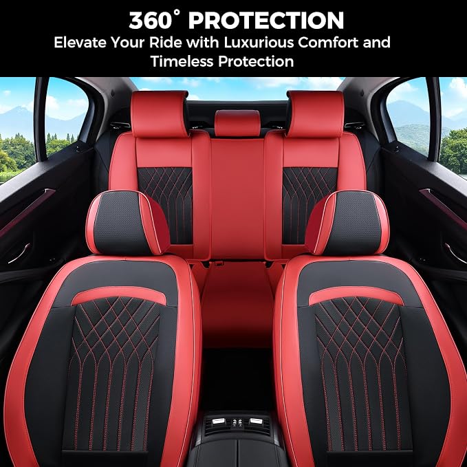 FLORICH Car Seat Covers Front Seat, Leather Seat Covers for Cars, Car Seat Protector Waterproof, Universal Automotive Seat Covers, Front Car Seat Cover Fit for Most Sedans SUV Pick-up Truck