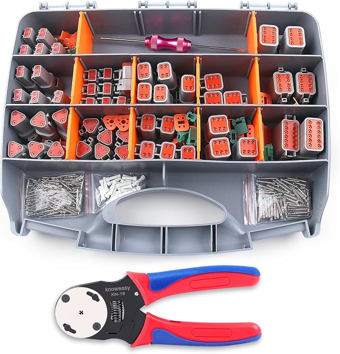 Knoweasy 338pcs DT Deutsch Connector Kit with 30 Pairs Size 16 DT Deutsch Connector Terminal Kit