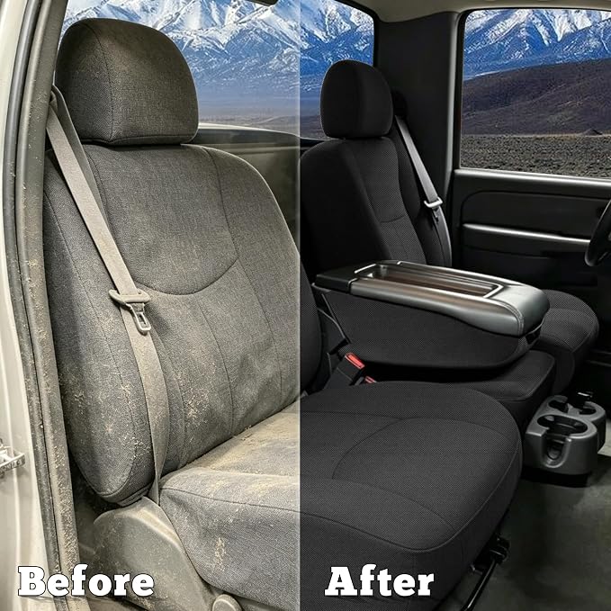 Front and Rear Seat Covers for Chevy Silverado & GMC Sierra 1500 1999-2006 & Classic Composite Sponge Fabric Soft Breathable Comfortable - Black