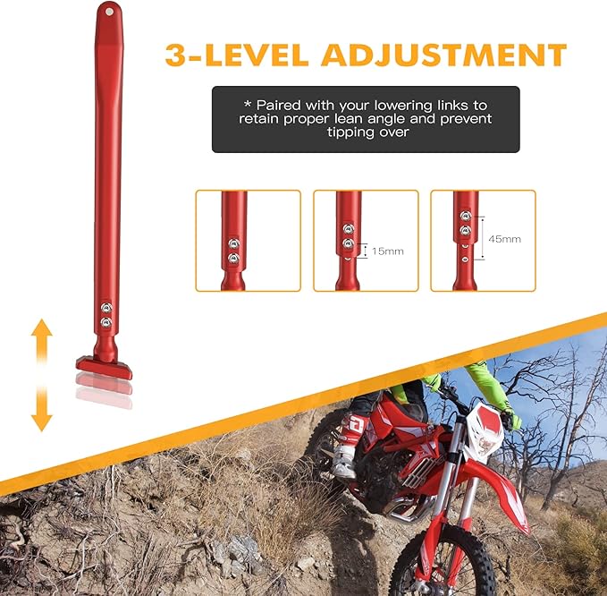 NICECNC Adjustable Kickstand Side Stand Compatible with Beta RR 2T/RR 2T Racing 125 200 250 300 2013-2024 RR 4T/RR 4T Racing 350 390 430 480 2013-2024 XTRAINER 250 2017-2024,See Fitment, Red
