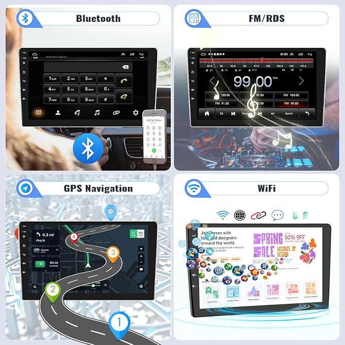 SIXWIN 2G+64G Android Car Stereo for Hyundai Elantra 2011 2012 2013 Radio with Wireless Apple Carplay Android Auto Bluetooth 9 inch Touchscreen with GPS Navigation WiFi HiFi FM RDS Backup Camera MIC