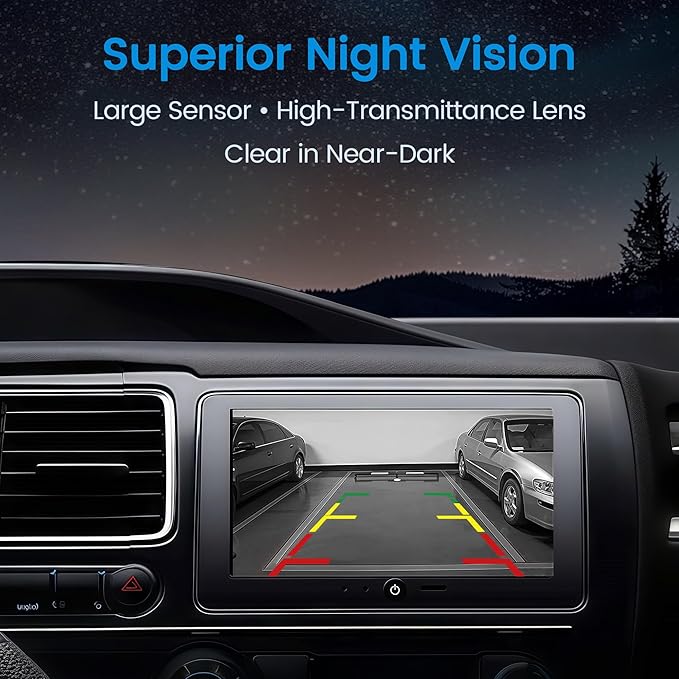 PixelMan Back Up Camera, AHD 1080P Excellent Night Vision Wide Angle, Upgraded Stainless Steel License Plate Backup Camera, IP69 Waterproof Metal Housing, Universal Rear View Reverse Camera for Car