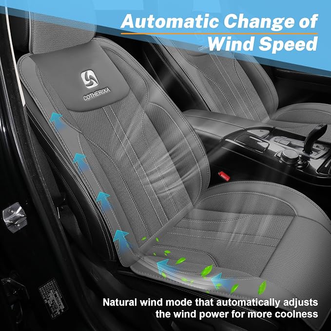 Cooling Car Seat Cover with 10 Powerful Turbo Fans，12V-24V Ventilated Cooling Car Seat Cushion，3-Speed Adjustable Breathable Cooling Seat Cover for Car SUV Truck Universal Fit (Grey)