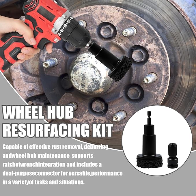 10 Pcs Wheel Hub Cleaning Tool Kit, Wheel Stud Cleaner and Hub Resurfacing Kit Includes 8 Pads, Quick Rust Removal, Fits 1/2” Wrenches or Power Drill, Automotive Maintenance Tool