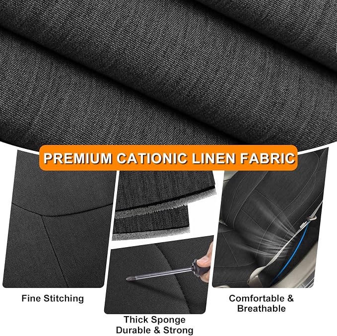 Front Seat Covers Compatible with 2005-2013 Chevy Corvette C6 (Not for Grand Sport), Heavy Duty Cationic Linen Fabric Seat Protector
