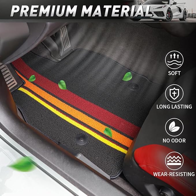 Floor Mats Protectors Floor Liners Compatible with for Corvette C8 Coupe 2020-2026 Accessories All Weather Anti-Scratch Wear-Resistant Floor Protection Carpet Foot Pad