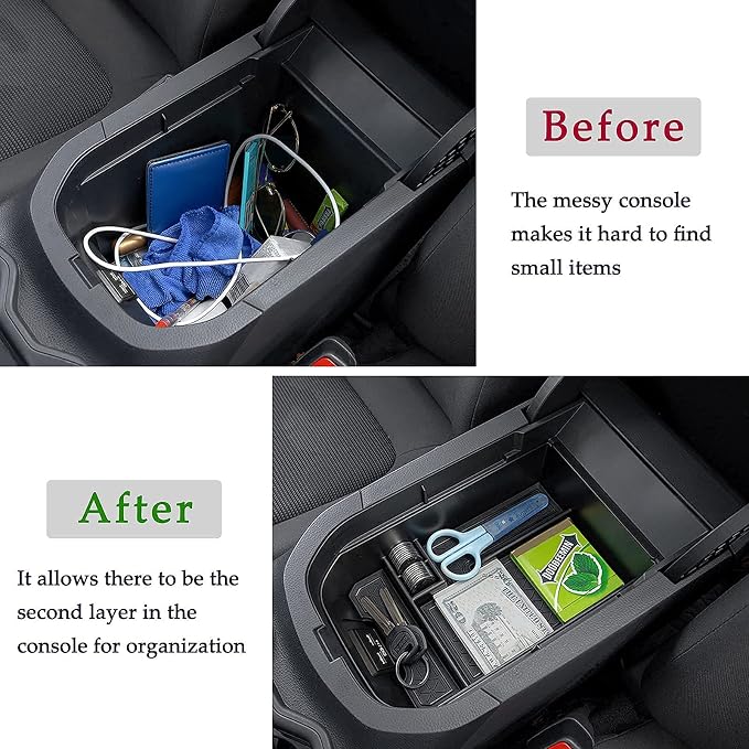 JDMCAR Custom Liners (Blue Trim) and Center Console Organizer Compatible with 2022 2021 2020 2019 RAV4 Accessories