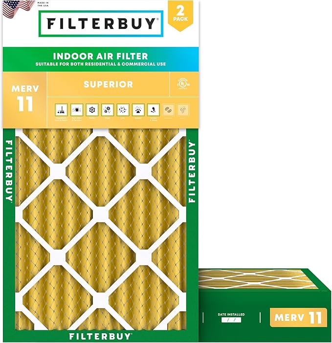 Filterbuy 8x30x4 Air Filter MERV 11 Superior Pet & Allergy Defense (2-Pack), Electrostatic Pleated HVAC AC Furnace Filters Replacement (Actual Size: 7.50 x 29.50 x 3.63)