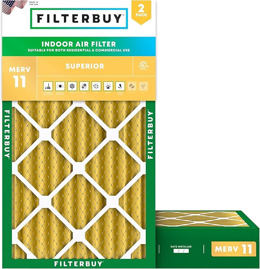 Filterbuy 8x30x4 Air Filter MERV 11 Superior Pet & Allergy Defense (2-Pack), Electrostatic Pleated HVAC AC Furnace Filters Replacement (Actual Size: 7.50 x 29.50 x 3.63)