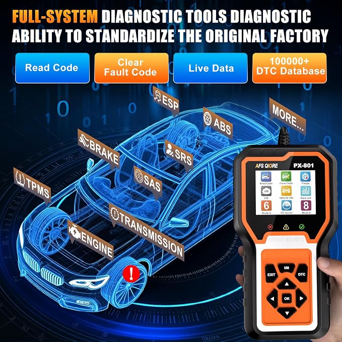 OBD2 Scanner Check Engine Light Car Code Reader Clear Error Codes ABS SRS SAS Etc Full Vehicle System Diagnostics Tool Compatible with Toyota Honda Ford