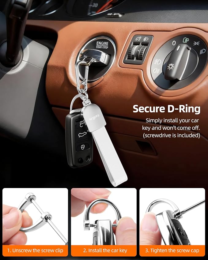 ExtreLife Keychain, Works with Apple Find My, Leather Car Keychain for Women and Men, Car Key Fob Holder, Key Chain with GPS Tracker, Anti-Lost Smart Keys Finder, Rechargeable, White