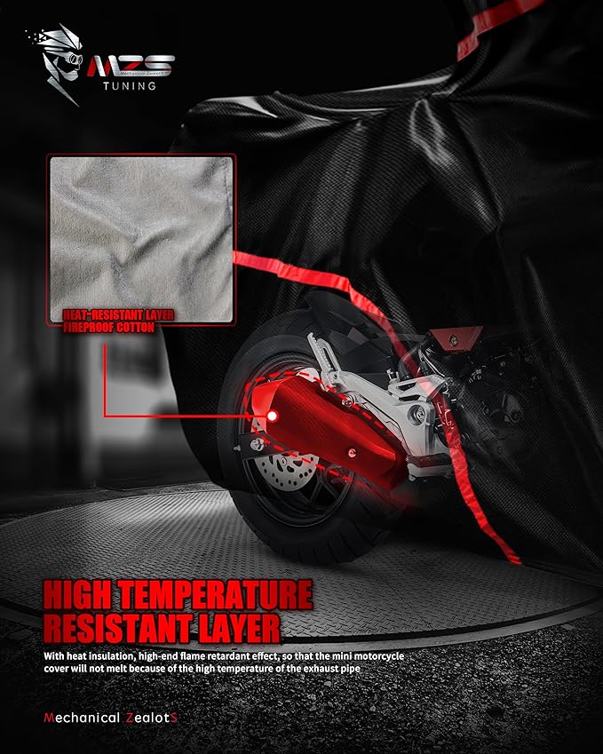 MZS Motorcycle Cover Waterproof Outdoor, 420D All Weather Scooter Cover Protection Storage fit up to 73" Compatible With Grom Sur Linght Bee X S Monkey 125 Ruckus Navi Z125 Papio NCW50 TNT135 CT110