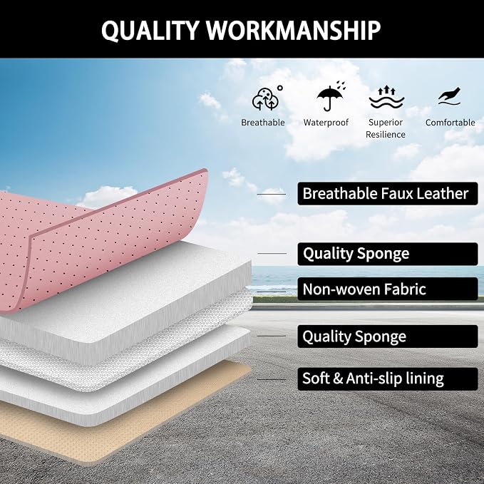 Pink Car Seat Covers,5 Seats Universal Seat Covers for Cars,Luxury Leather Comfortable Automotive Car Seat Protector Universal Fit for Most Cars SUV Sedans
