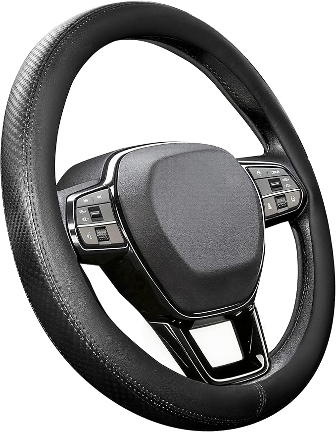 Steering Wheel Cover for Honda CRV Accord Civic HRV Pilot Odyssey, Standard Size 14.5-15" (Black)