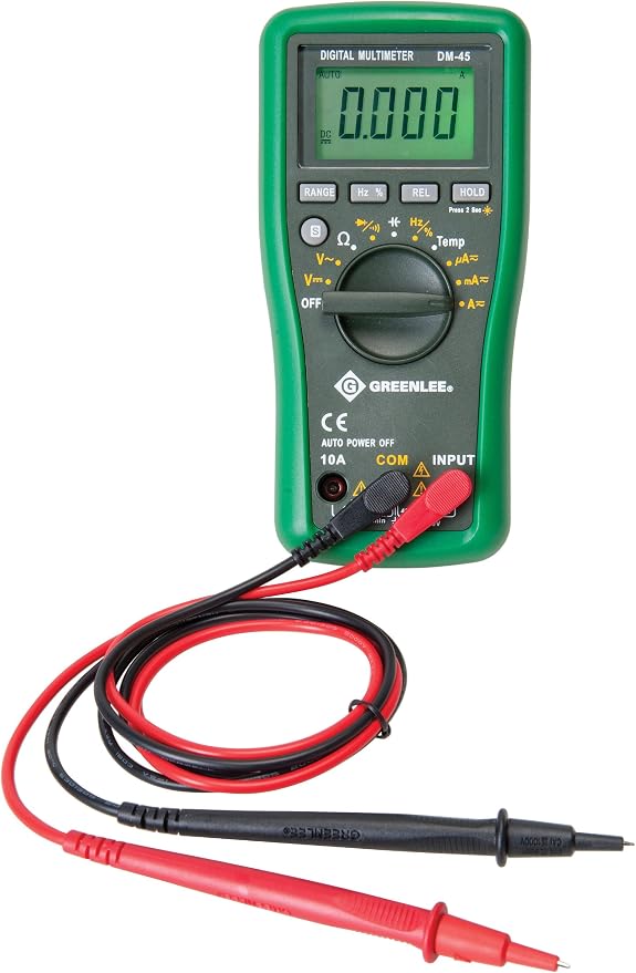Greenlee - Dmm, 600V Ac/Dc, 10A, Cap,Temp, Elec Test Instruments (DM-45), Black