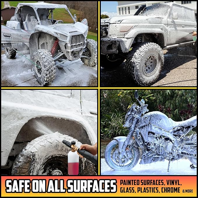 Carfidant Foam Boost Off-Road & ATV Wash Soap – Heavy Duty pH-Balanced Car Wash for Trucks, UTVs, RVs & Dirt Bikes – Quick Rinse, No Residue – Works with Foam Cannons, Guns & Buckets – 64 fl. Oz.