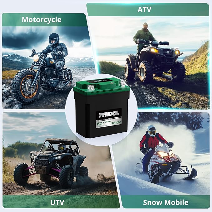 TYKOOL LFP14AHL-BS-STD Lithium Battery, Replaces YTX14AHL-BS, 420CCA 7Ah Fits for Motorcycle ATV Scooter, Compatible with Kawasaki KLR650 Suzuki Boulevard S40 Royal Enfield, Digital Readout [- +]