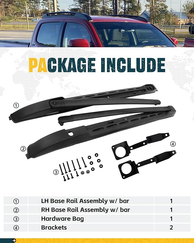 Trumgeta Roof Rack Cross Bars Kit Fit for 2005-2023 Toyota Tacoma Double Cab Only 165lbs Capacity Roof Rails Crossbar for Cargo Bike Kayak Snowboard Rooftop Accessories Cargo Carrier